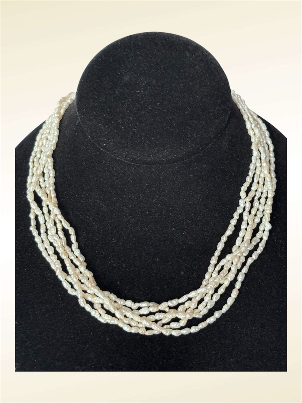 🌼VTG Multi-Strand Freshwater Rice Pearl Sterling Silver Heart Clasp Necklace - Picture 5 of 8